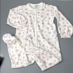 NWOT Petit Bateau Velour Cozy Floral Sleeper 24M